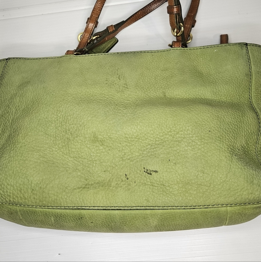 Vintage Coach Chelsea Tote Green Nubuc F10187 Rare - Picture 8 of 14